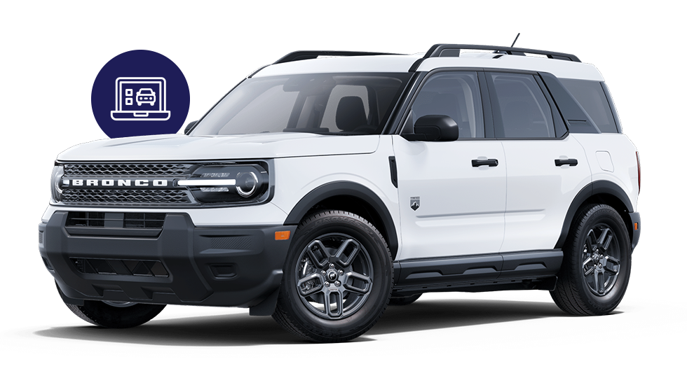 White vehicle with a store icon